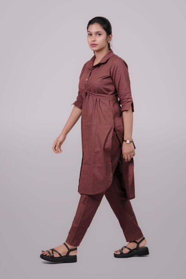 Linen Knot Kurta Set. - Image 4