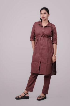 Linen Knot Kurta Set.