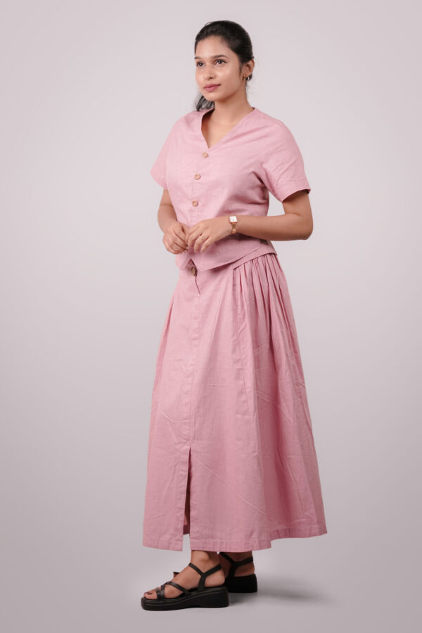Linen Waistcoat With Pleated Skirt.