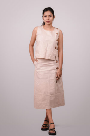 Linen Classic Top And Midi Skirt.