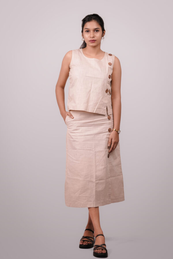 Linen Classic Top And Midi Skirt.